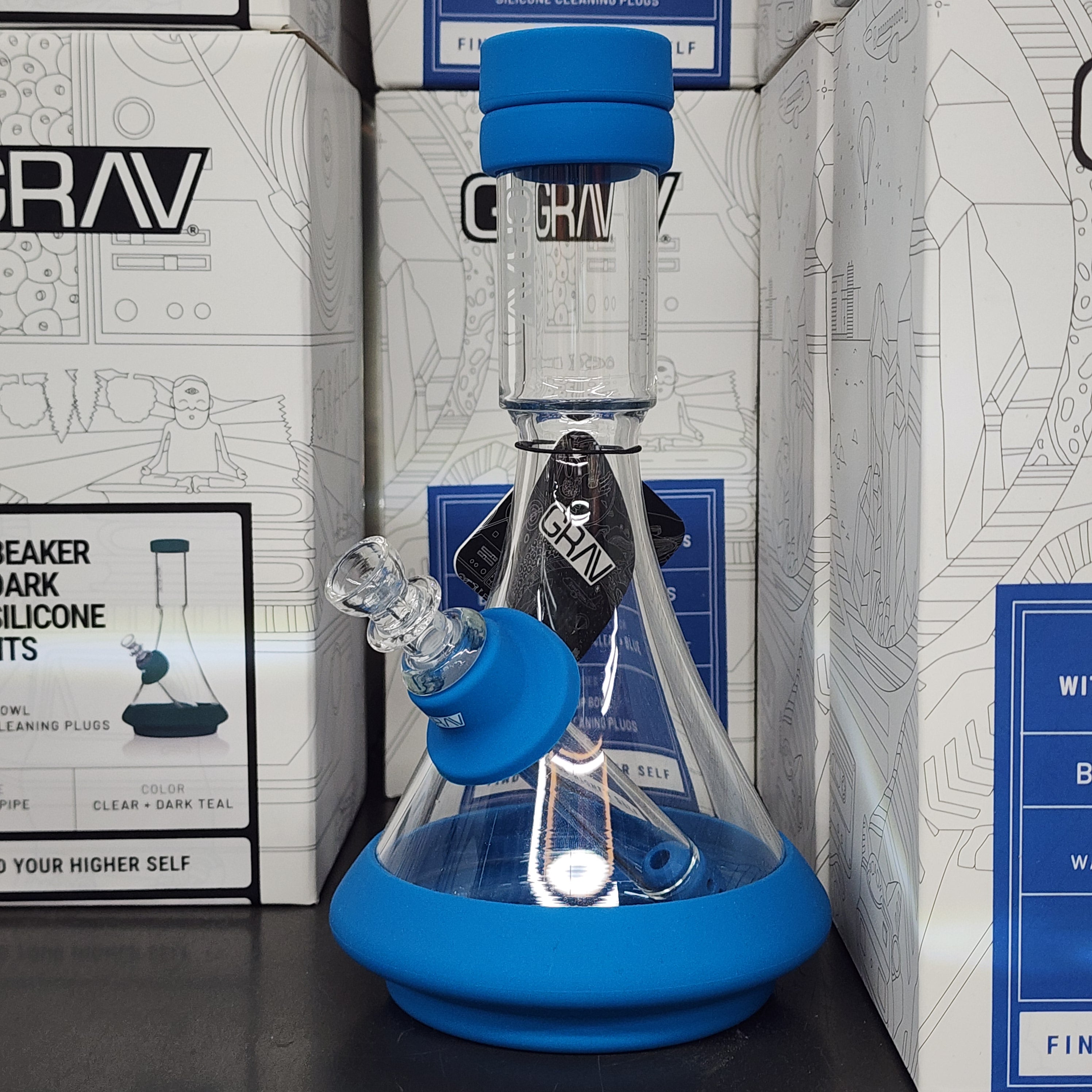 GRAV Deco Beaker with Silicone Accents - Quantum Scientific Glass