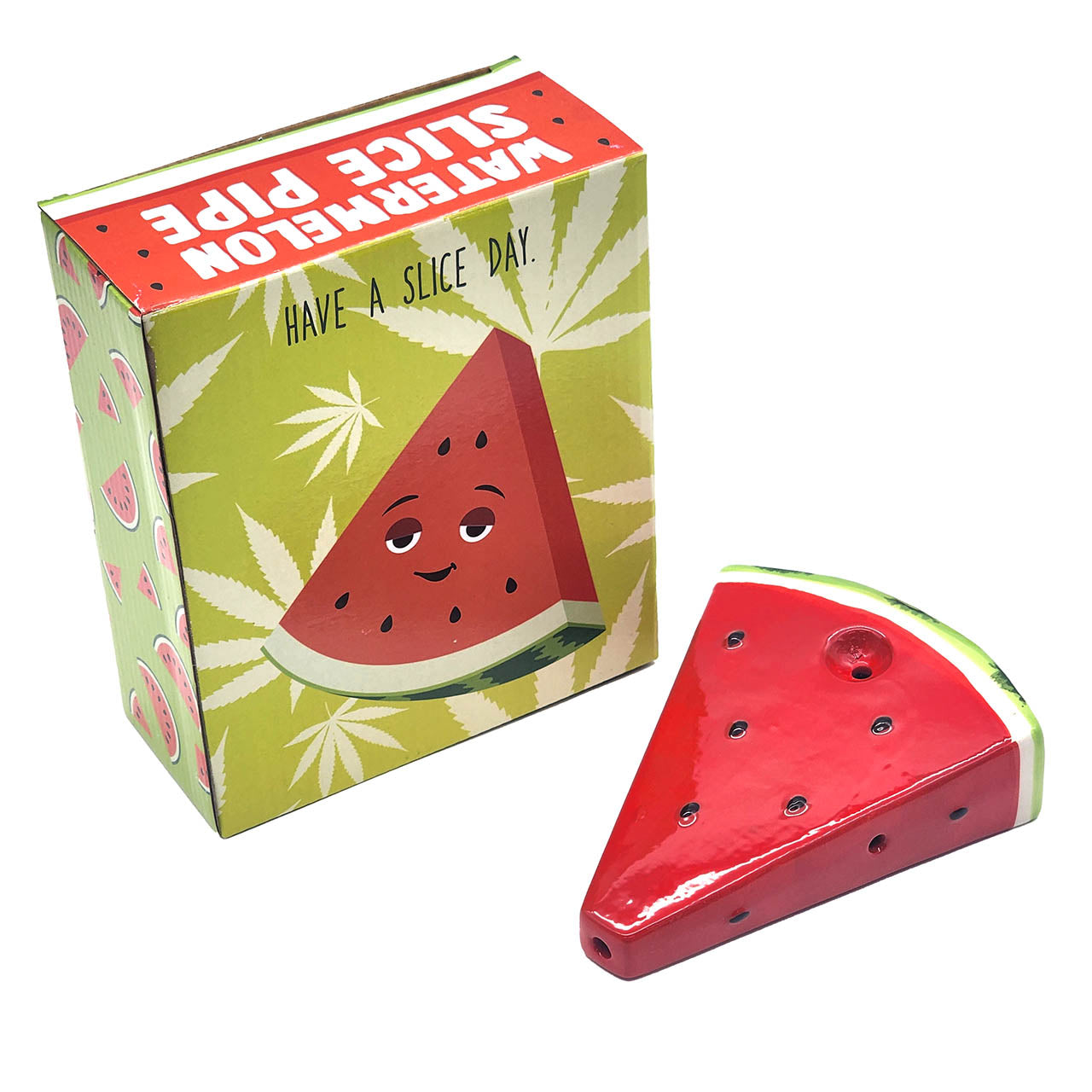 Ceramic Smoking Hand Pipe - Watermelon - Quantum Scientific Glass