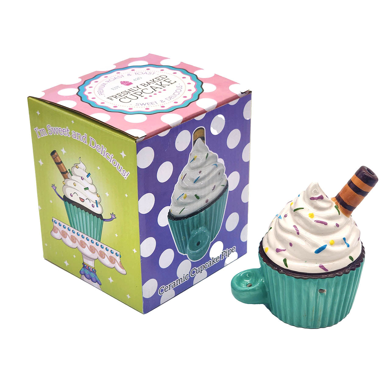 Ceramic Smoking Hand Pipe - Freshly Baked Cup Cake - Quantum Scientific Glass