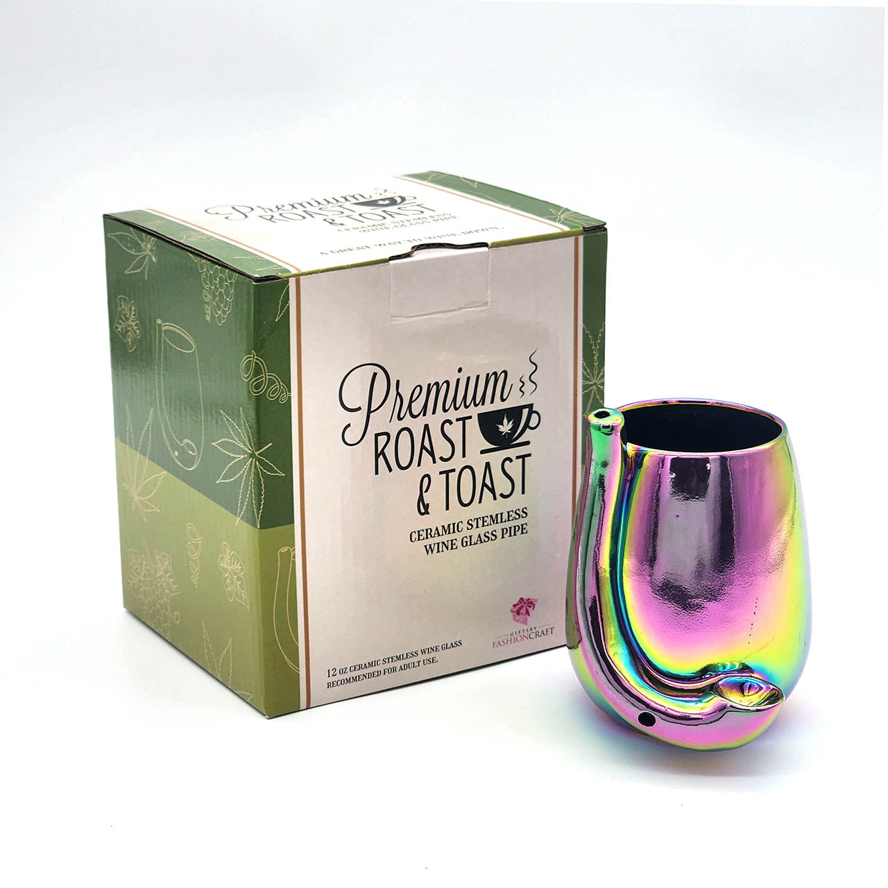 Premium Roast & Toast Ceramic Stemless Wine Glass Pipe