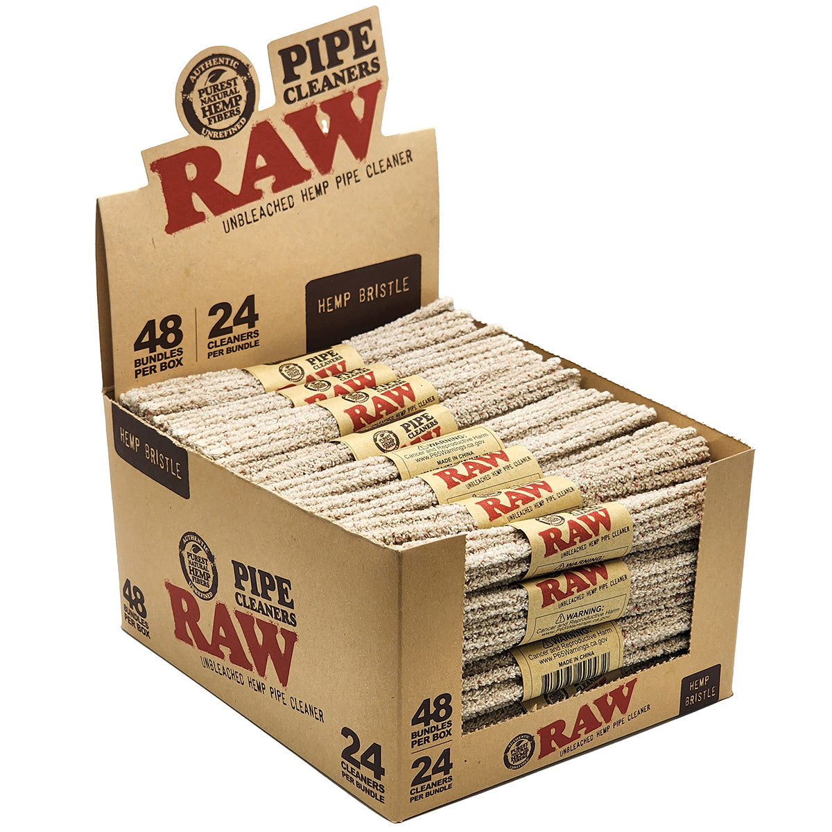 RAW Hemp Bristle Pipe Cleaners - Wholesale Box of 48