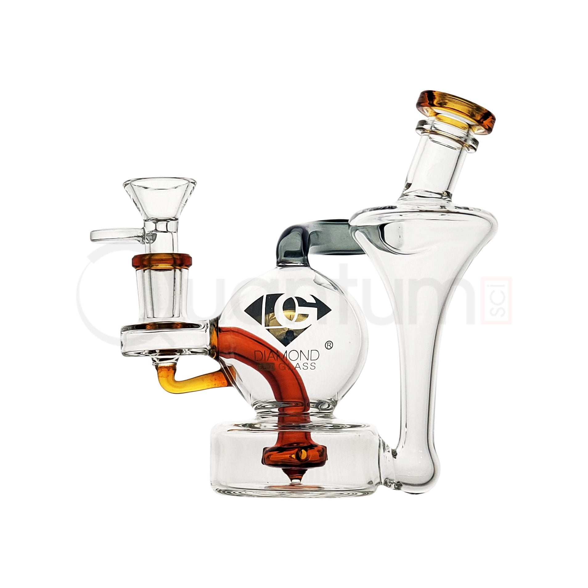 Diamond Gold Glass Mini Orb Recycler - Quantum Scientific Glass