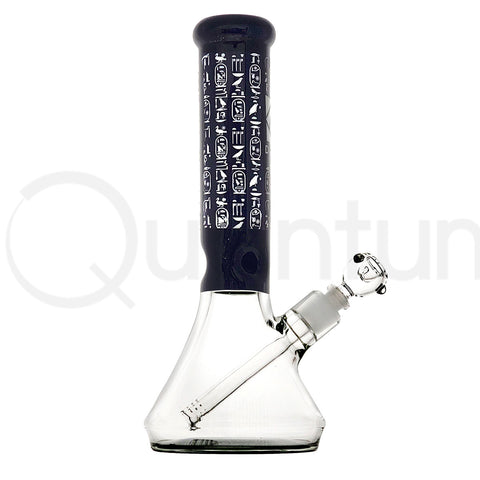 Diamond Gold Glass 14" Egyptian Hieroglyphic Water Pipe