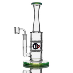 10" Stemless Double Fritted Perc Dab Rig by Ti-ten Glass